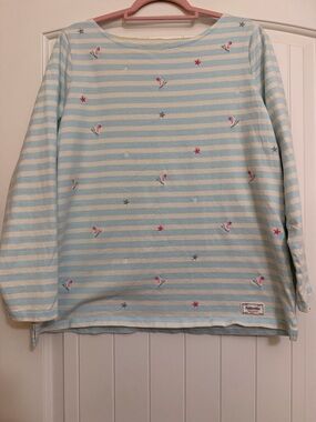 Talbots Blue and White Striped Ice Skates & Stars Plus 1X Top